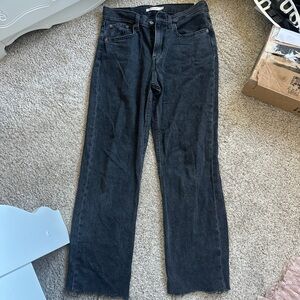Levi’s low pro black washed jeans raw hem